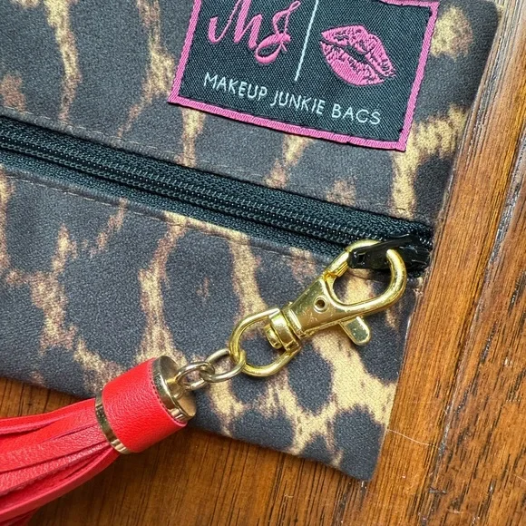 Leopard Mini Makeup Junkie Bag with red tassel - Picture 3 of 4